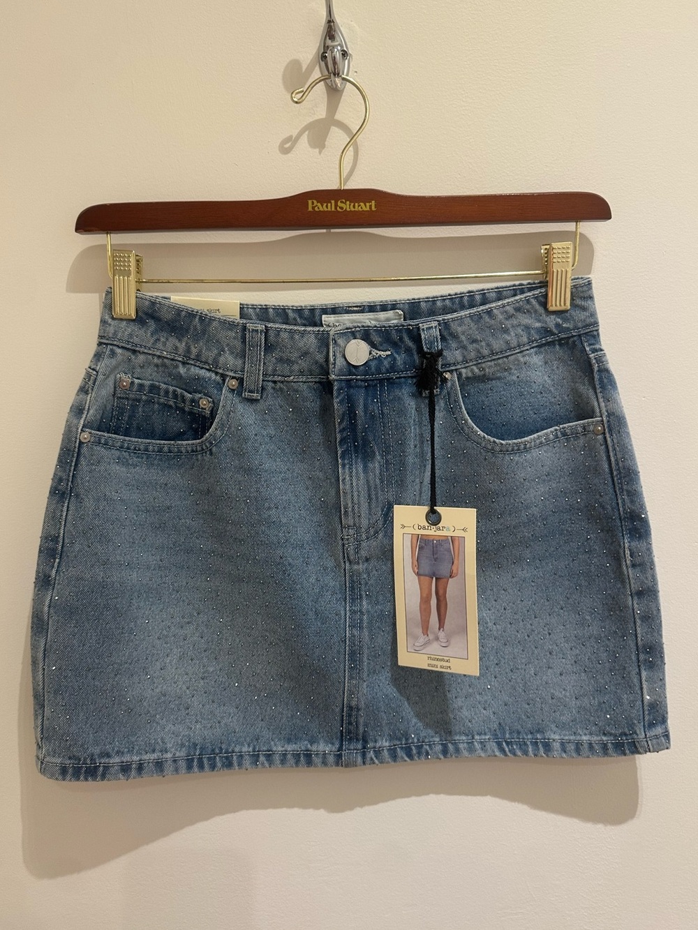 Sparkly Light Blue Denim Mini Skirt